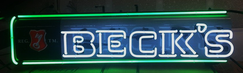 Becks Beer Green Border Neon Sign